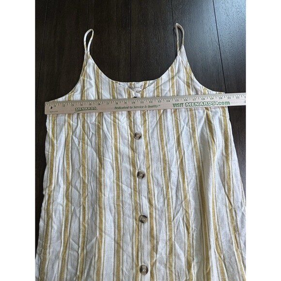 Altar'd State Linen Blend Dress Women's Large Button-Up Strappy Yellow Striped - Picture 3 of 7